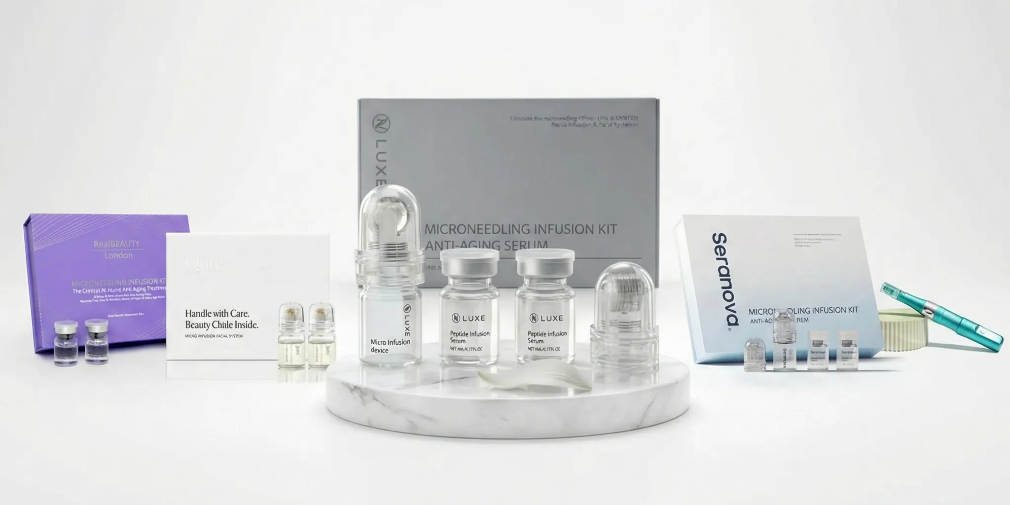 LUXE Micro-Infusion Kit with roller device and peptide serum vials